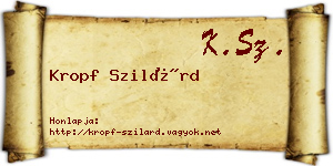 Kropf Szilárd névjegykártya
