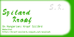 szilard kropf business card